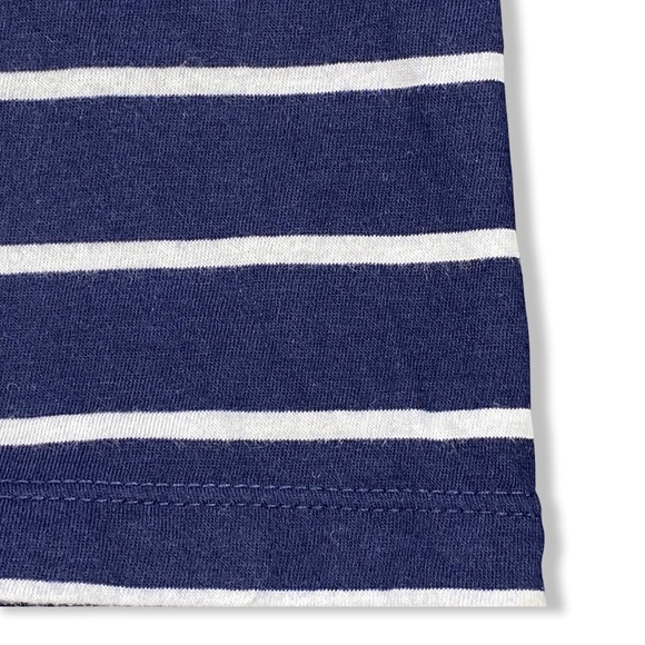 Navy Blue and White Striped Top, Scoop Neck Short Sleeve Tee, Cotton Modal Blend - Picture 3 of 12